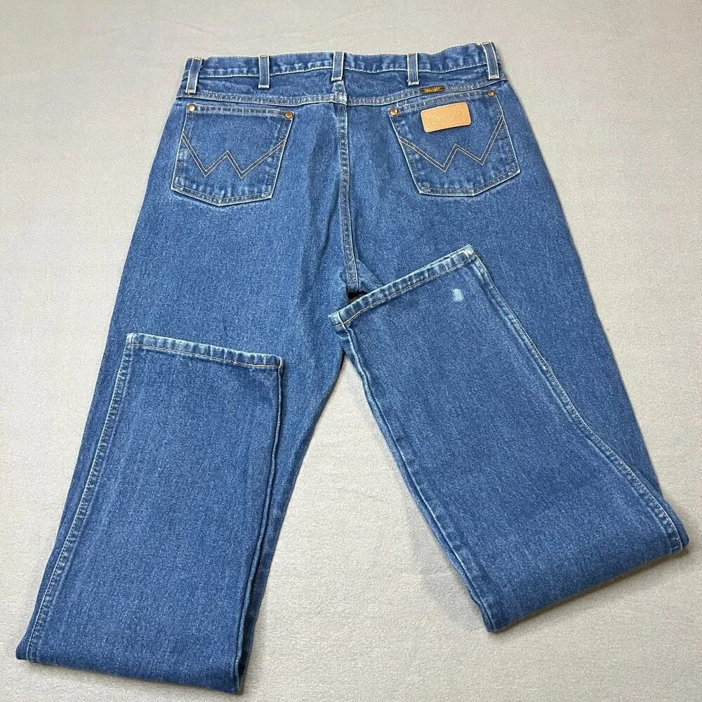 Wrangler Cowboy Cut Jeans Men's 36 x 36 Blue Dark Wash Straight Leg Comfortable